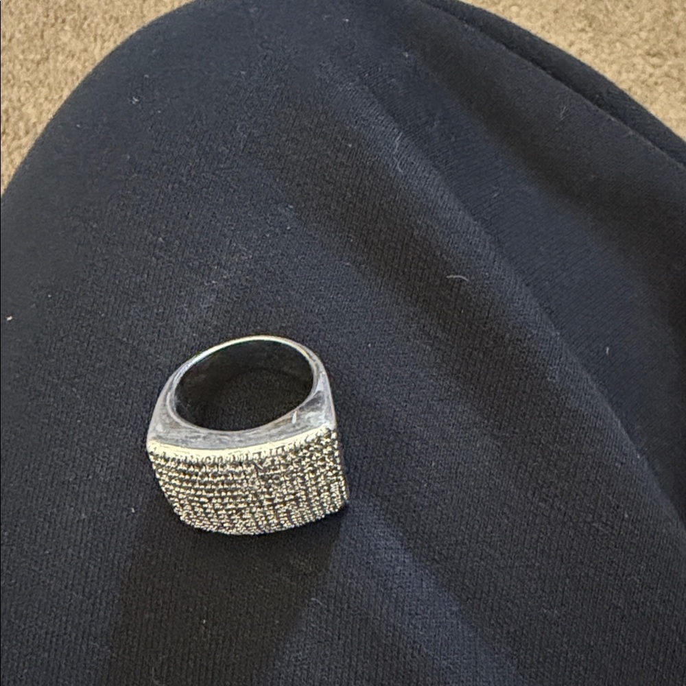 Silver Statement Ring With Rhinestones - image 1